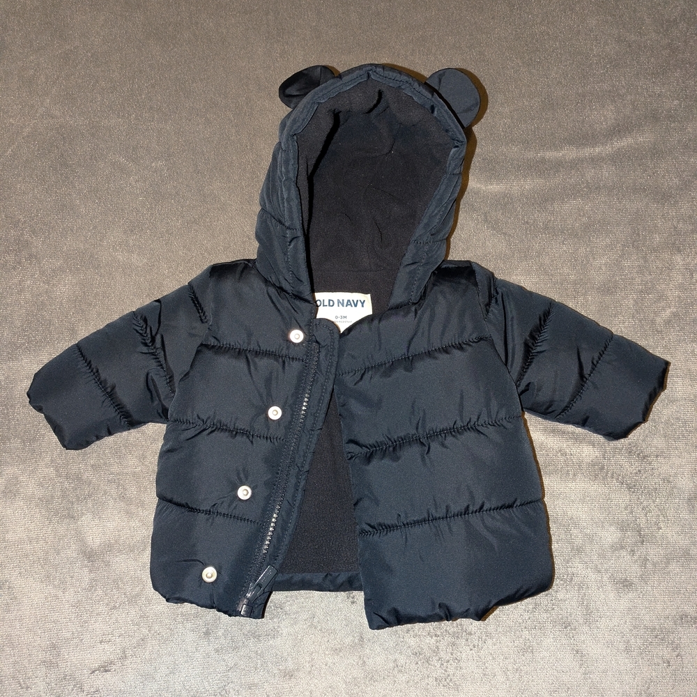 Old Navy Blue Puffer Jacket | Water-Resistant & Cozy - Picture 3 of 5